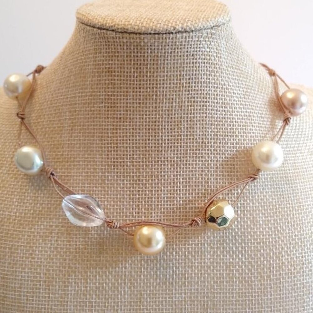 Cookie Lee Faux Pearl Silvertone Necklace
